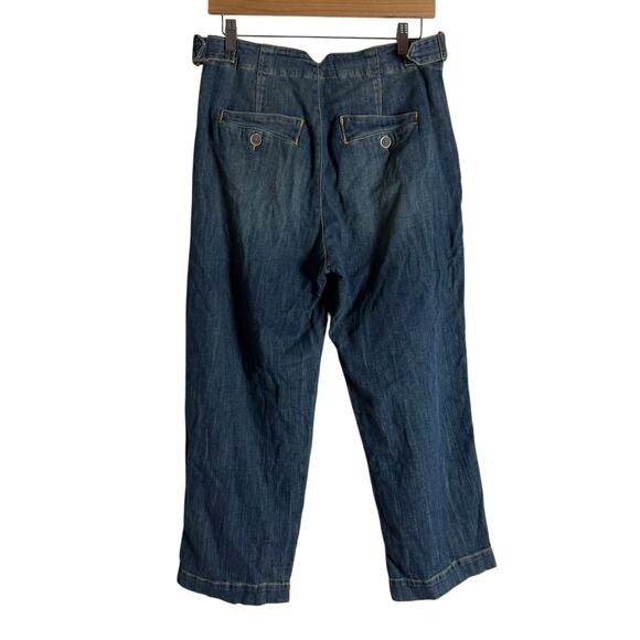 Anthropologie Pilcro and the Letterpress Cropped Wide Leg Pleated Blue Jeans 28 - Picture 8 of 11